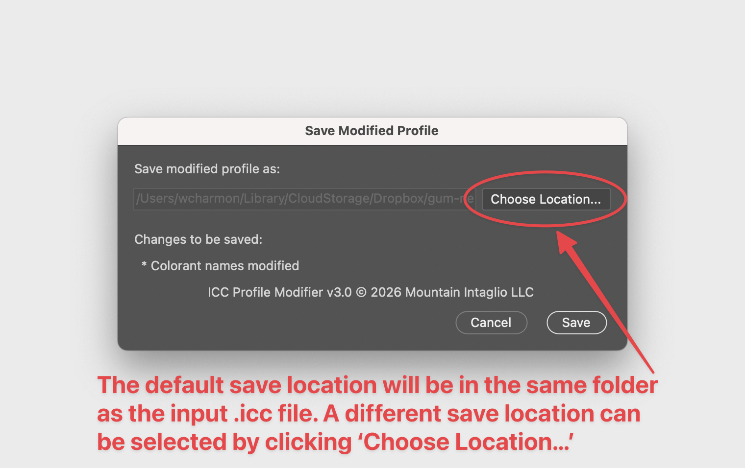 ICC editor final file save dialog ICC editor final file save dialog